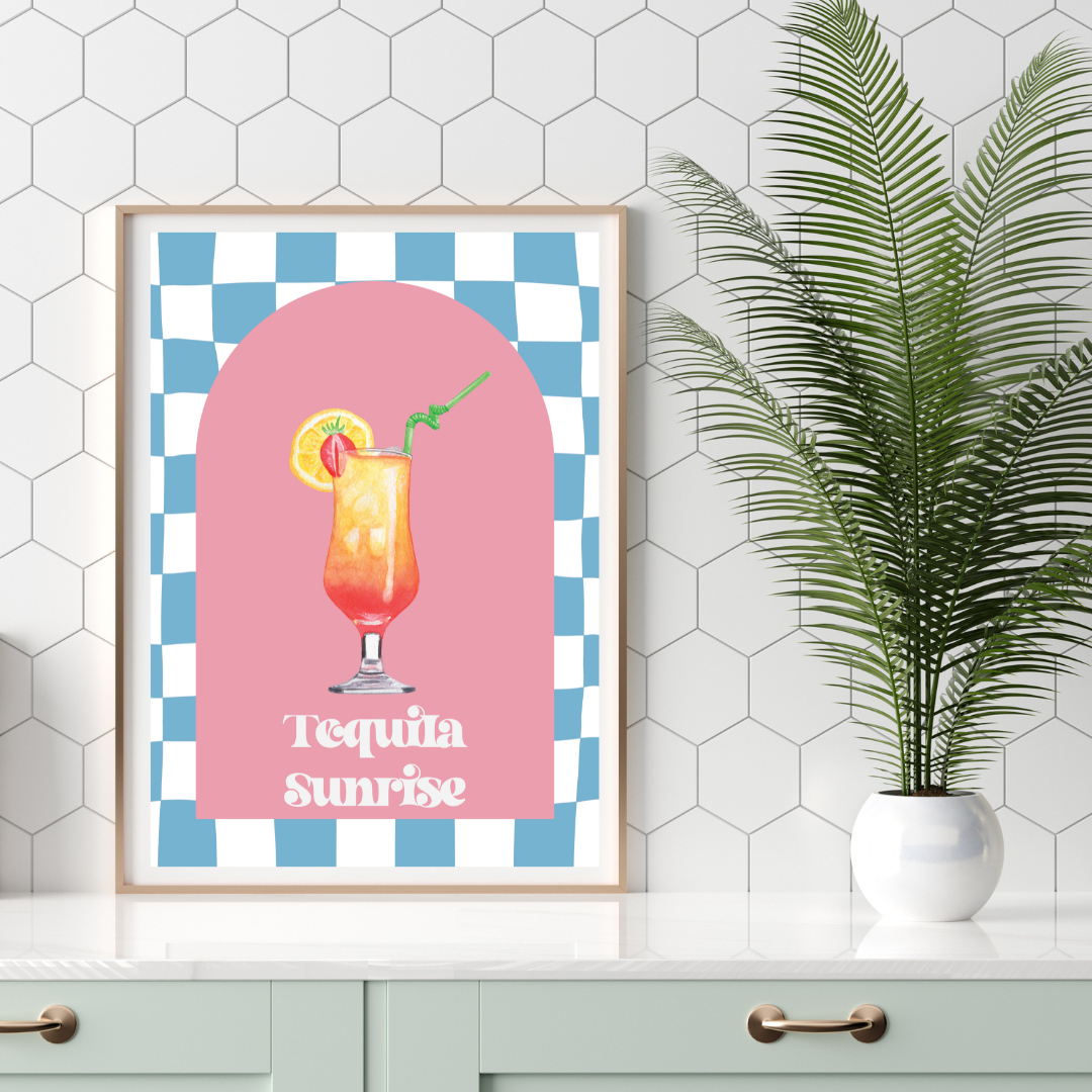 Cocktail Tequila Sunrise Retro Print