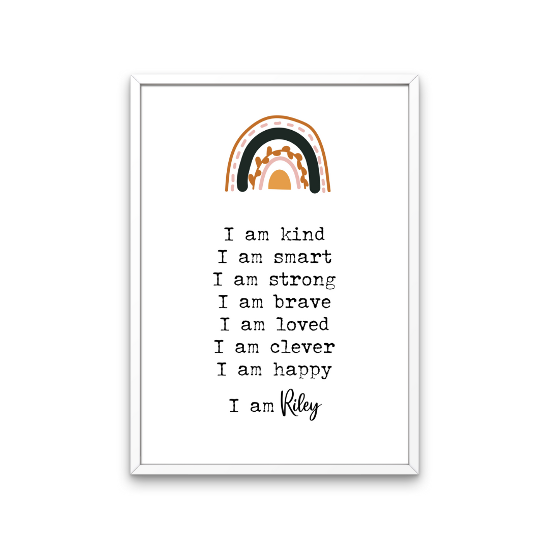 Child's Affirmation / I Am Print Different Colours