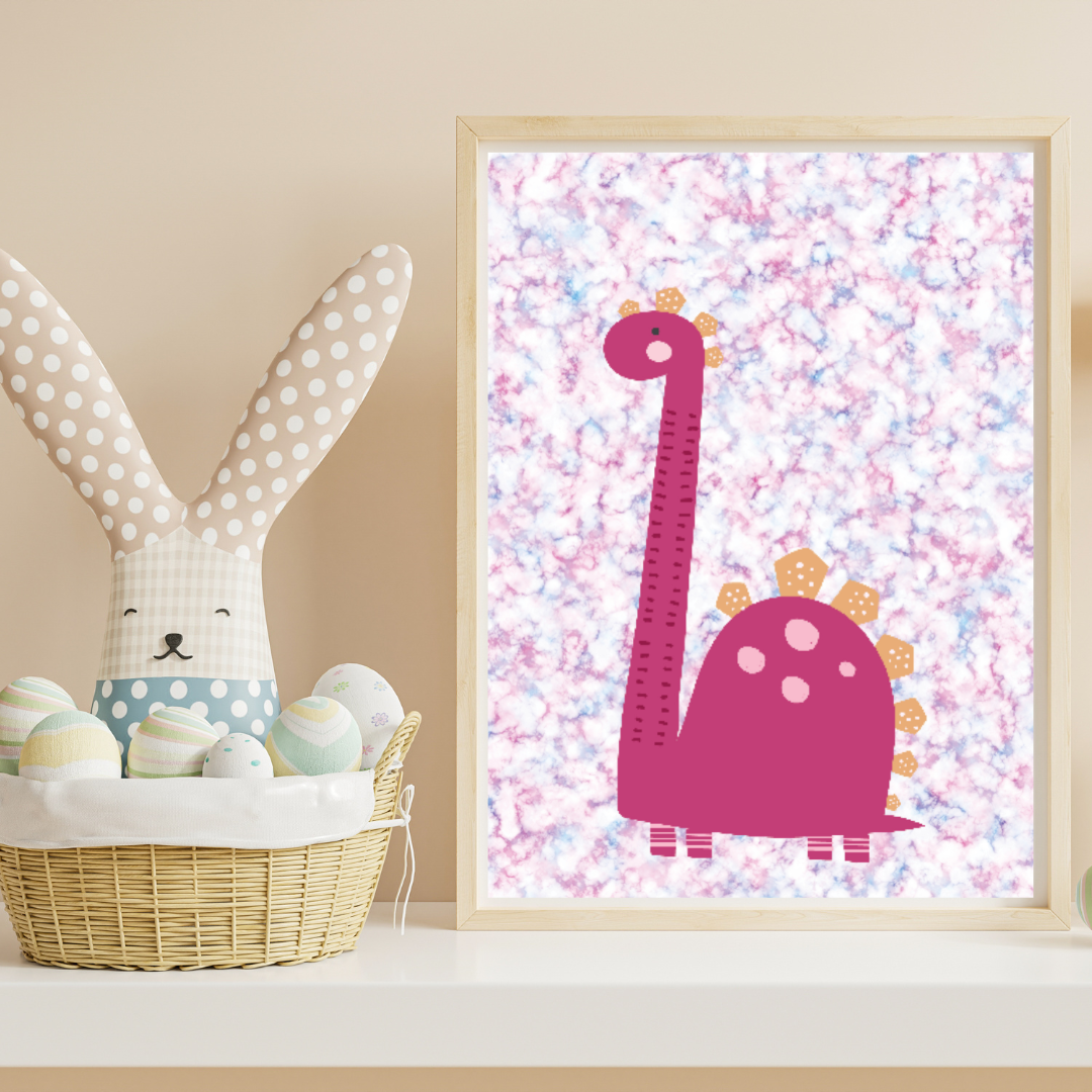 Pink Dino Art Print No. 1