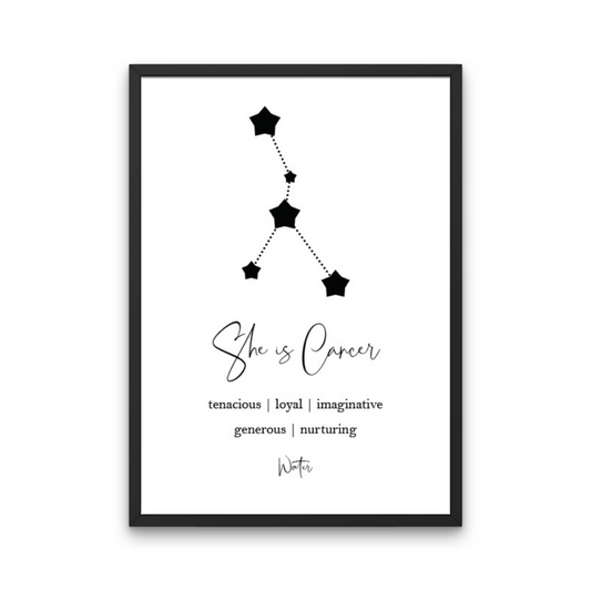 Minimalist She Is Star Sign Print