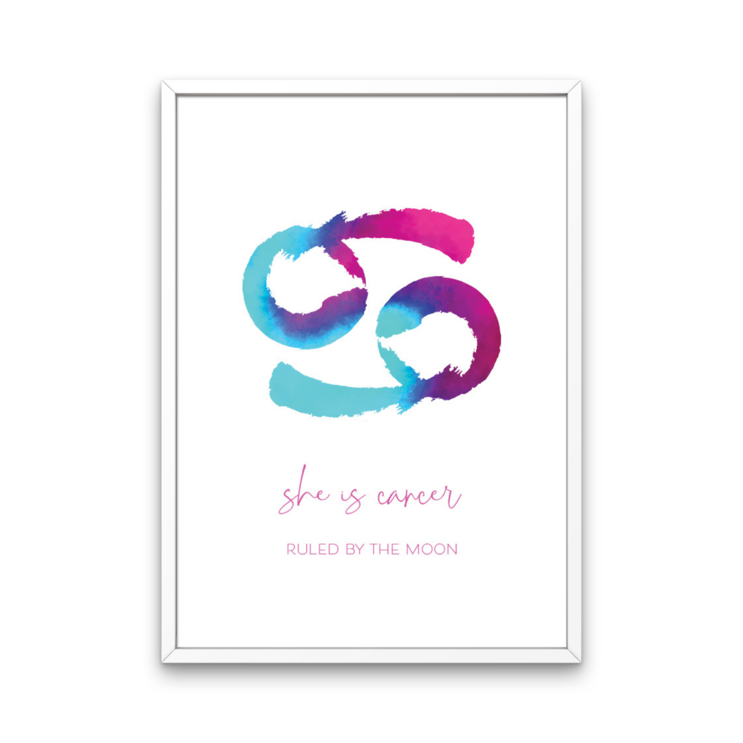 Bright Watercolour She Is Star Sign Print