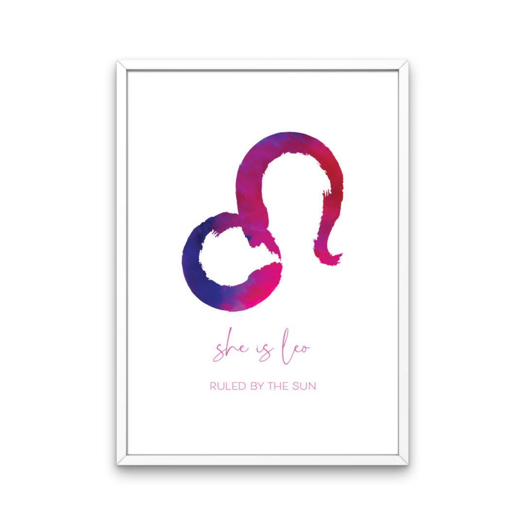 Bright Watercolour She Is Star Sign Print