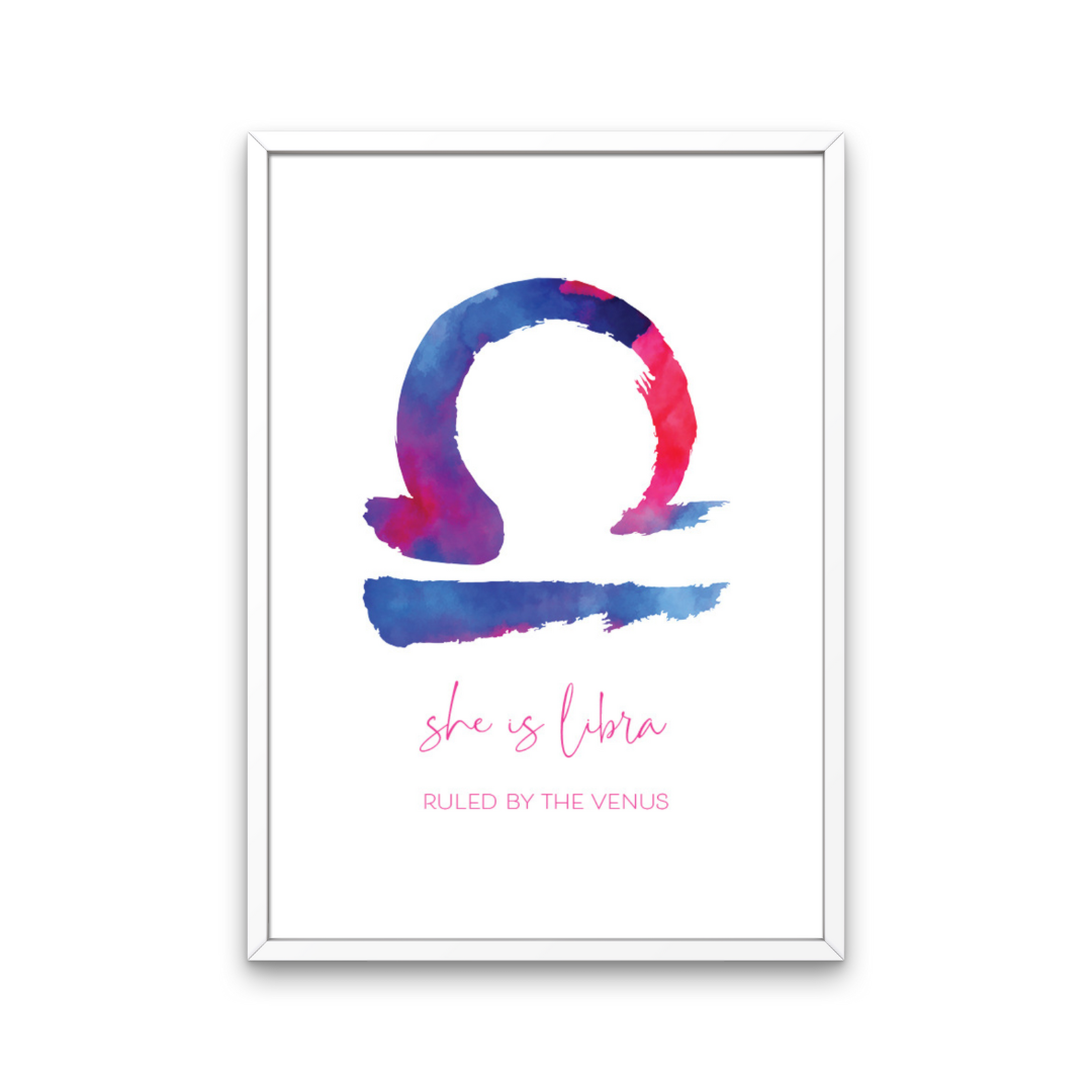 Bright Watercolour She Is Star Sign Print