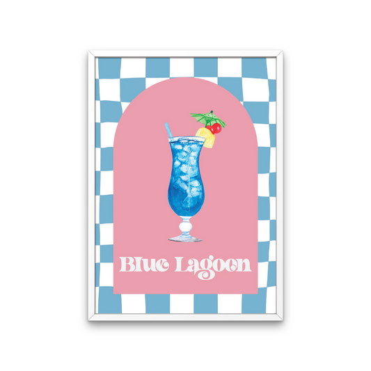 Cocktail Blue Lagoon Retro Print