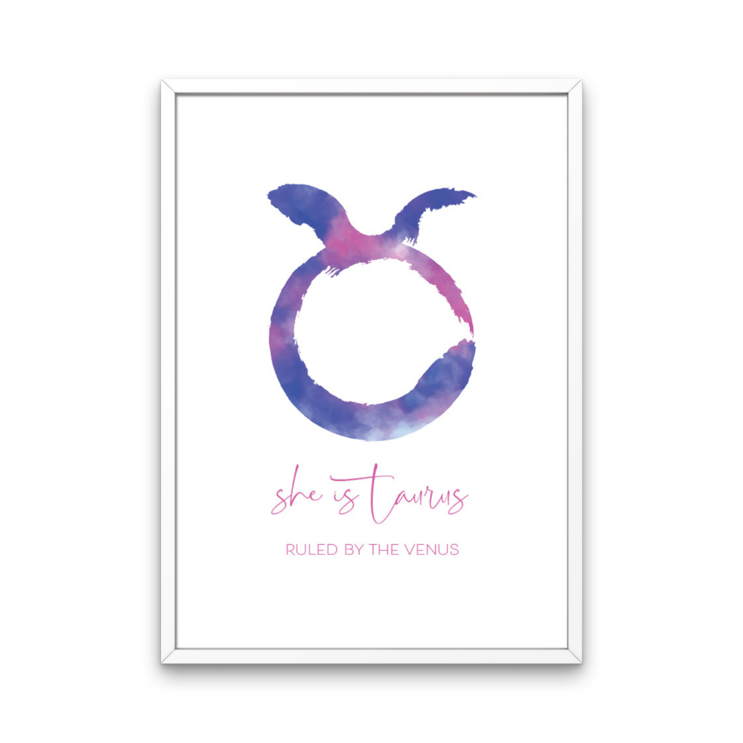 Bright Watercolour She Is Star Sign Print