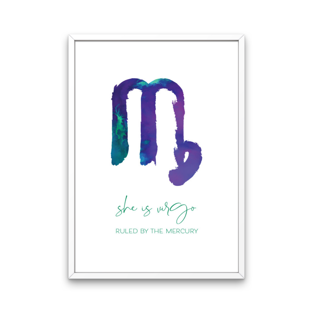 Bright Watercolour She Is Star Sign Print