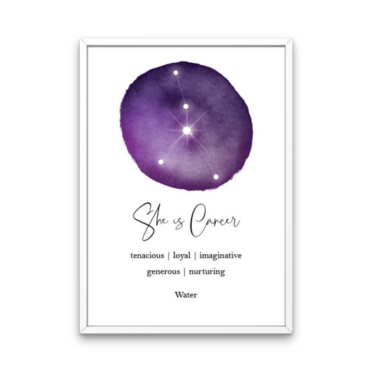 Purple She Is Star Sign Print