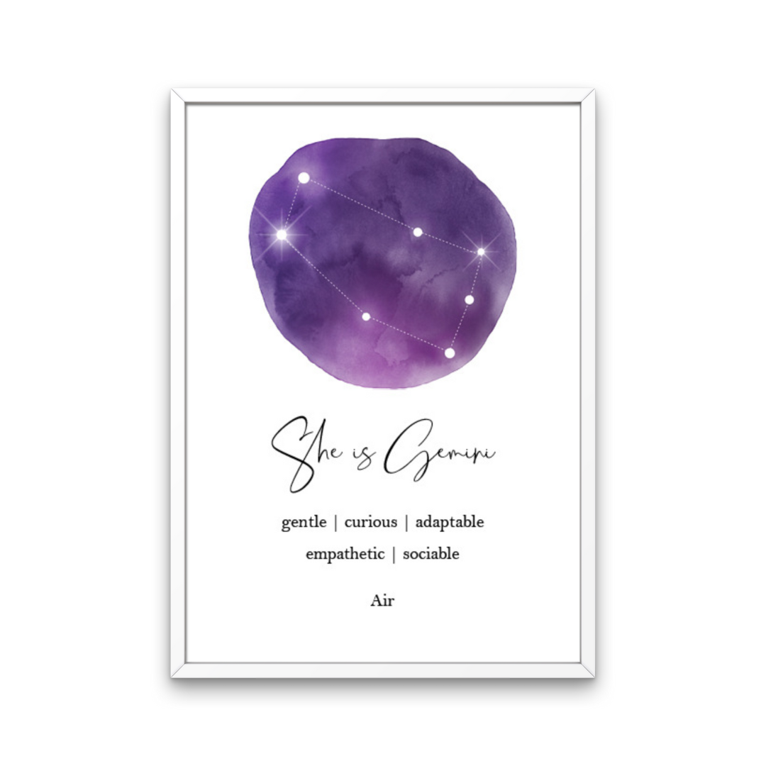 Purple She Is Star Sign Print