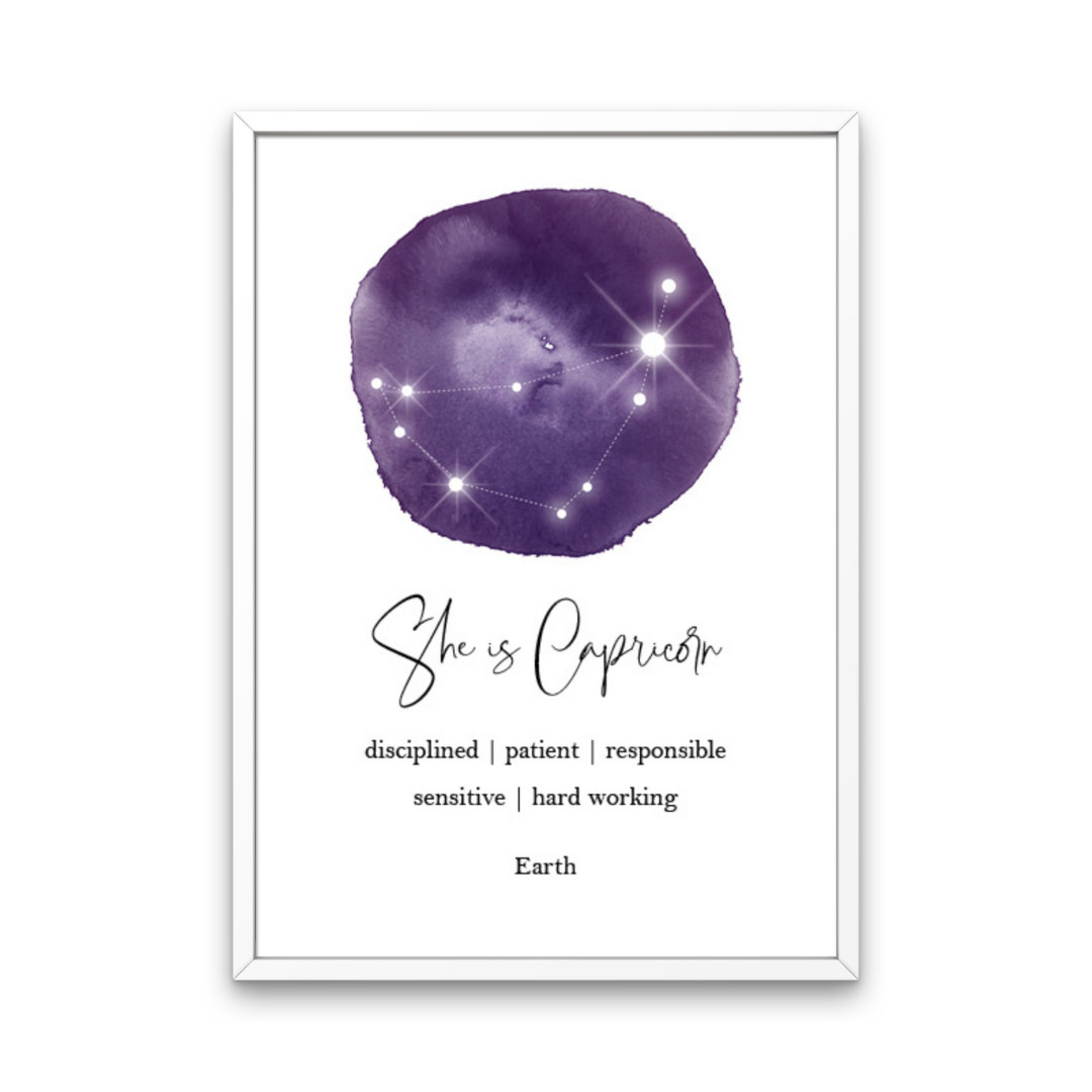 Purple She Is Star Sign Print