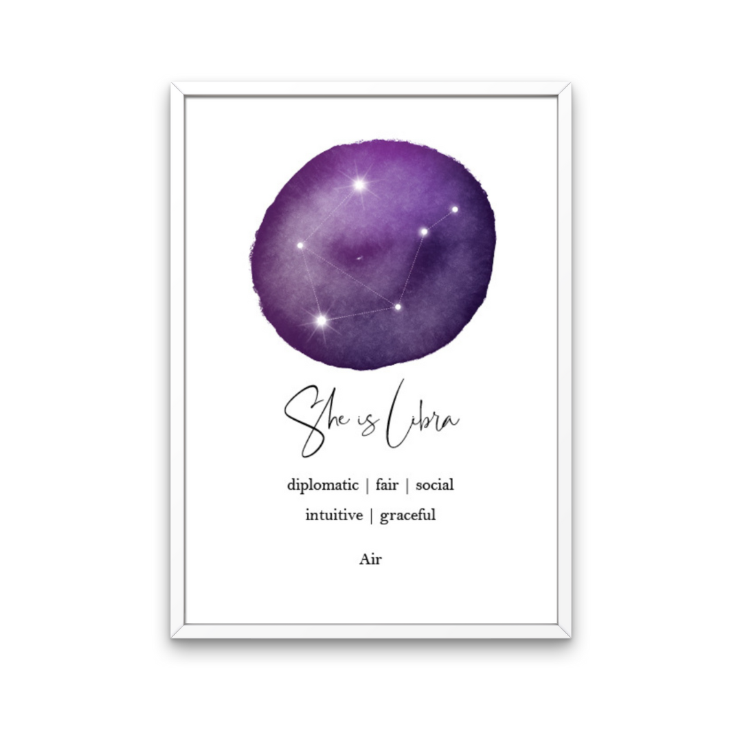 Purple She Is Star Sign Print