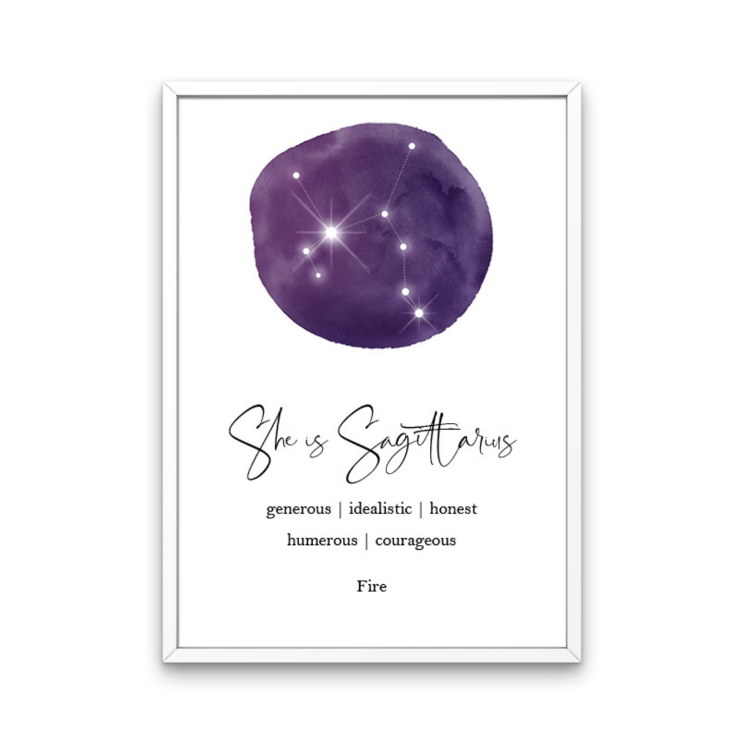 Purple She Is Star Sign Print