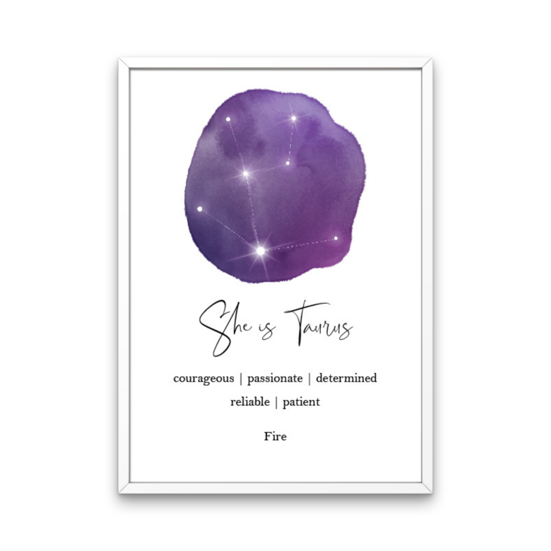 Purple She Is Star Sign Print