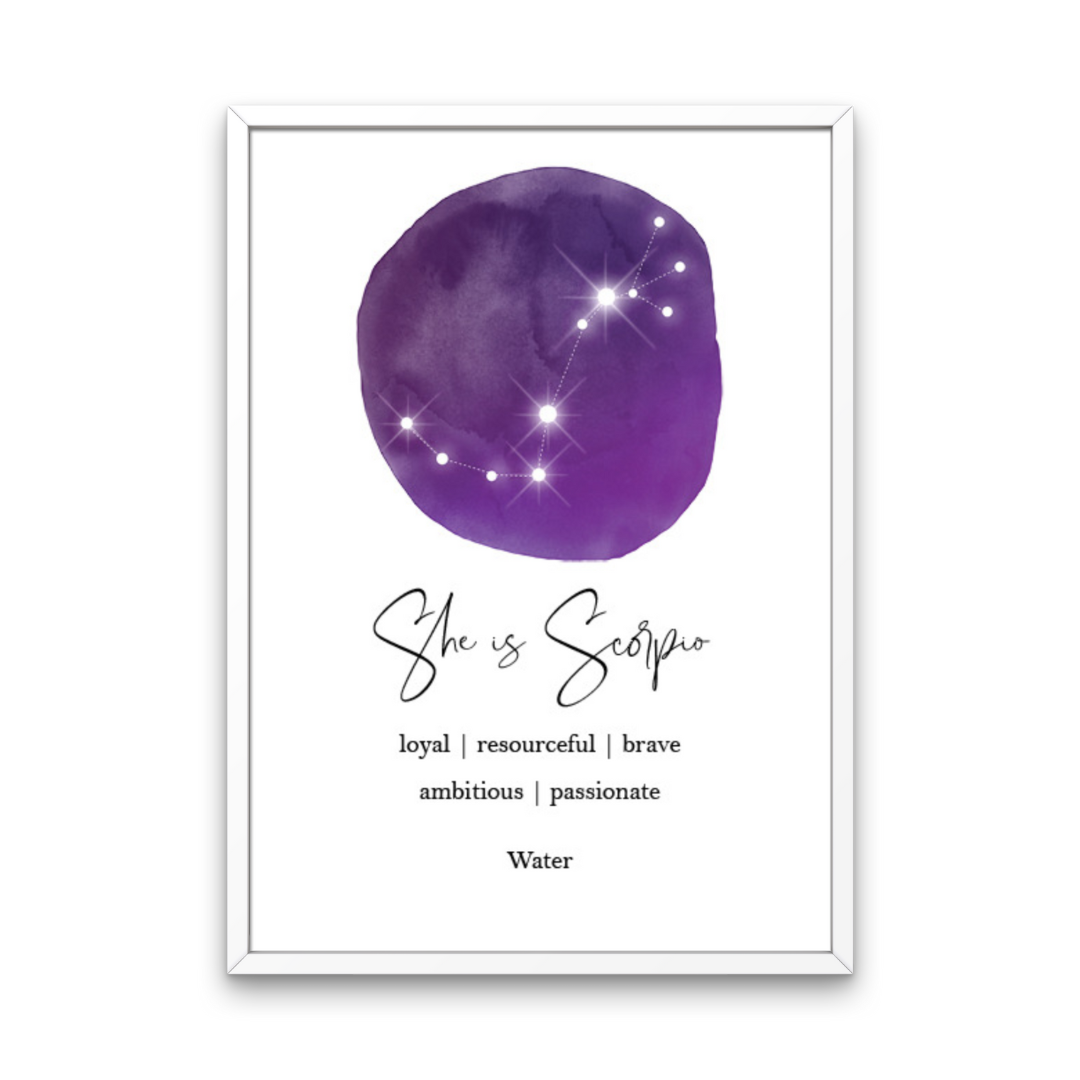 Purple She Is Star Sign Print