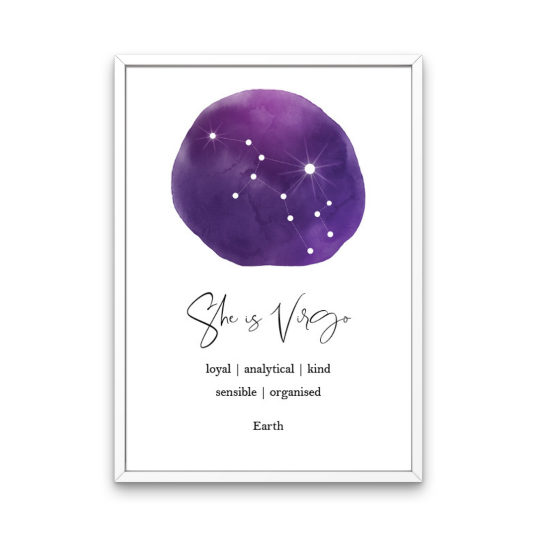 Purple She Is Star Sign Print