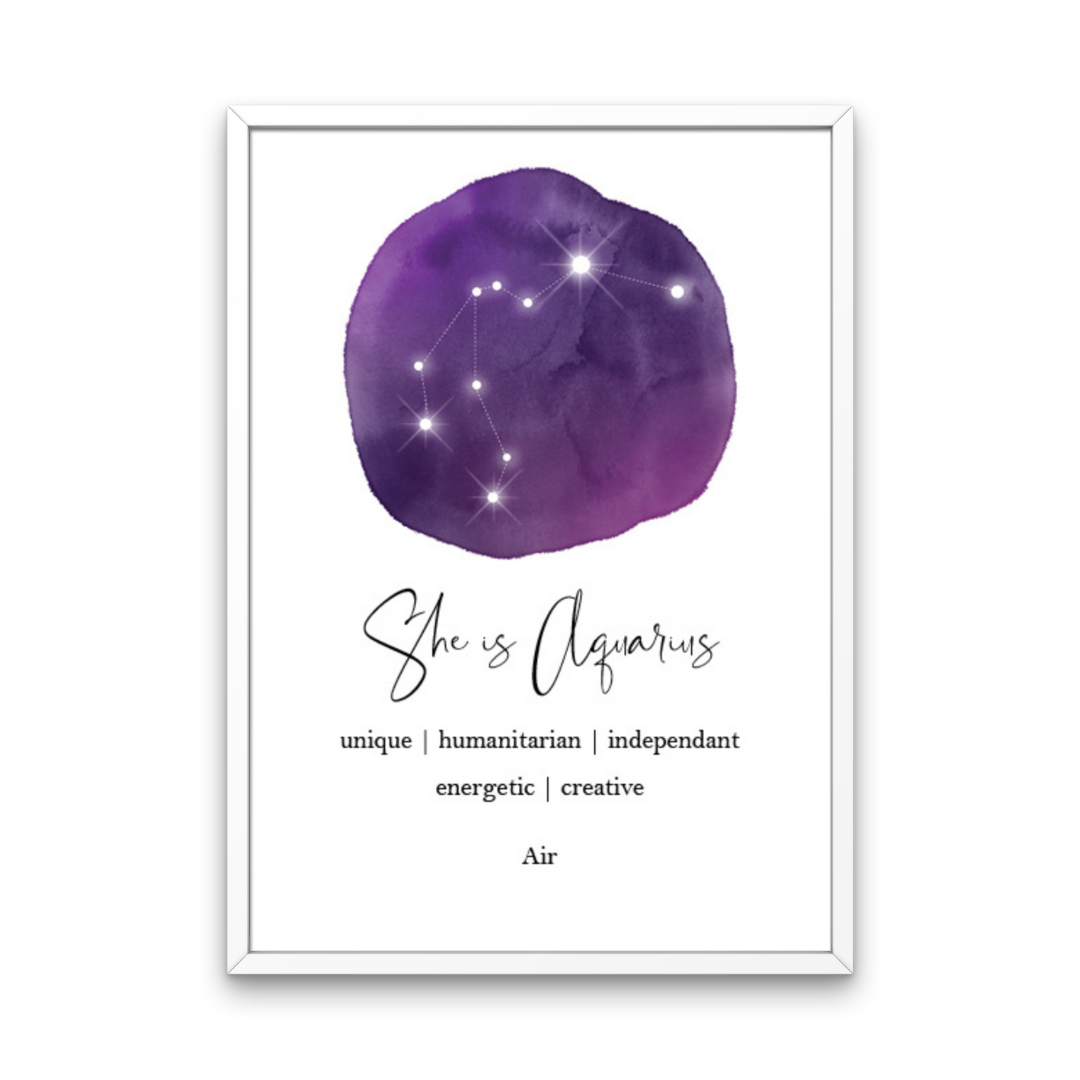 Purple She Is Star Sign Print