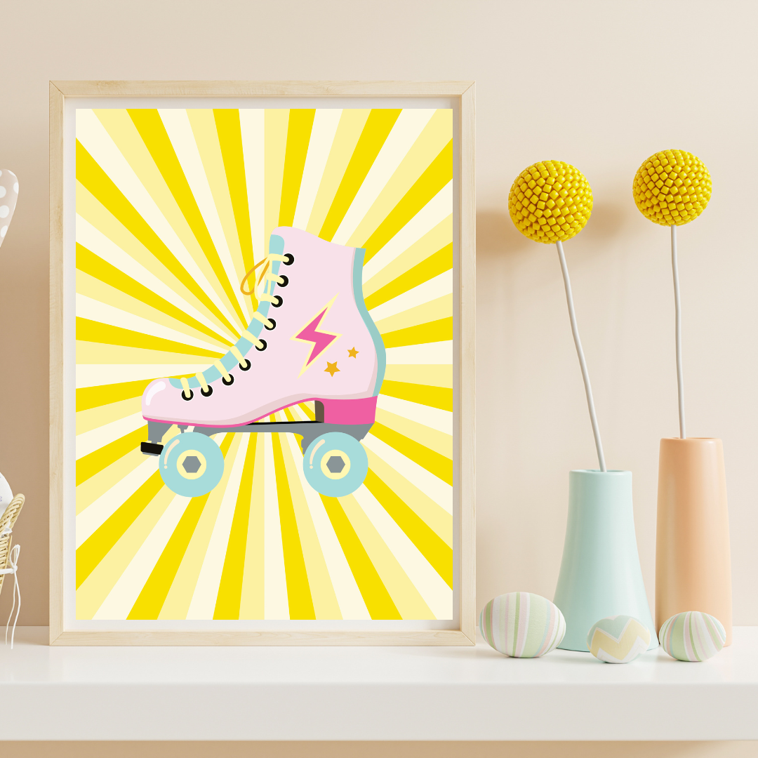 Roller Skate Yellow Print