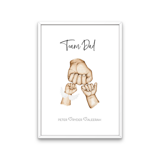 Team Dad Father's Day Fist Pump Personalised Wall Print