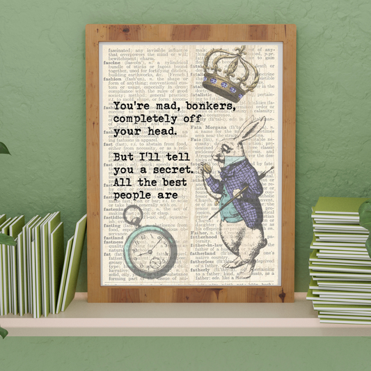 Alice in Wonderland You're Mad Wall Print