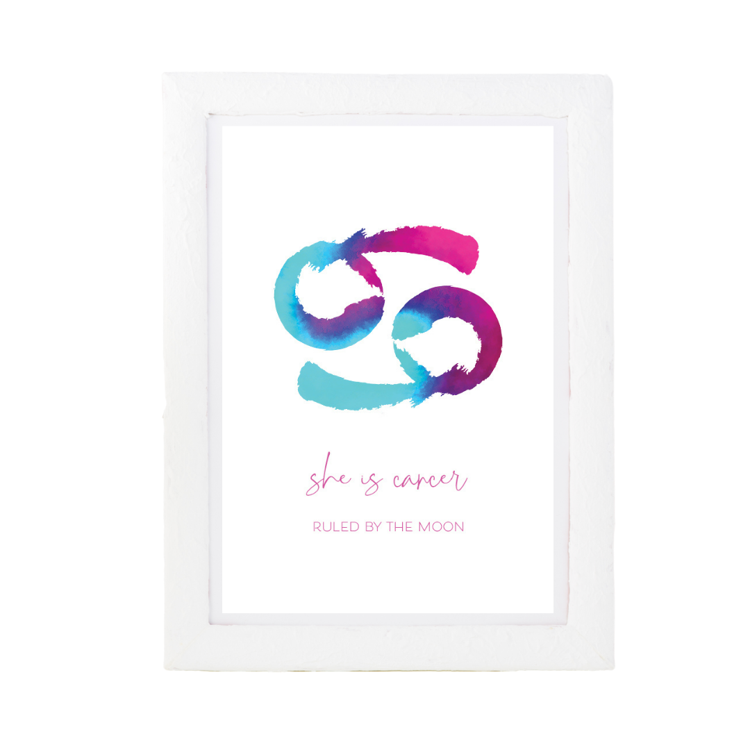 Bright Watercolour She Is Star Sign Print