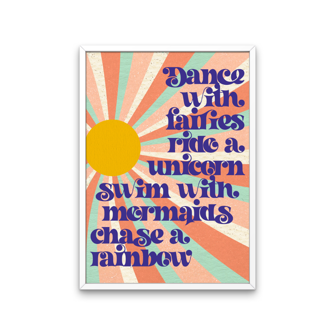 Dance With Fairies Retro Print