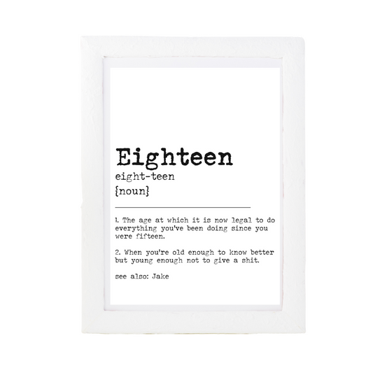 Eighteen Dictionary Print