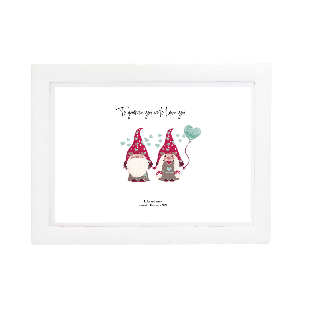 Gnome Personalised Couple Print