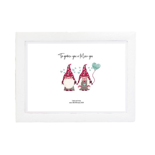 Gnome Personalised Couple Print