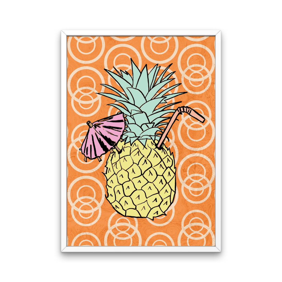 Pina Colada Retro Cocktail Print