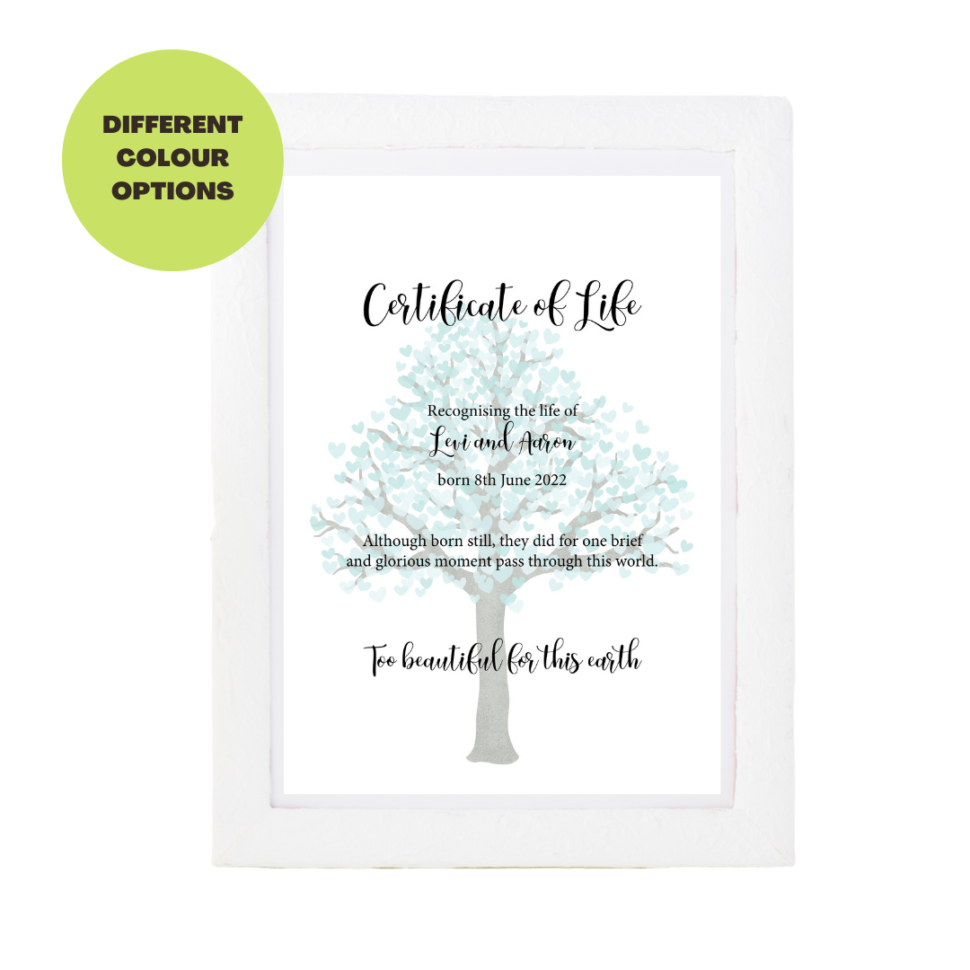 Pregnancy Loss Certificate of Life Tree Print – Fairy Bread Designs