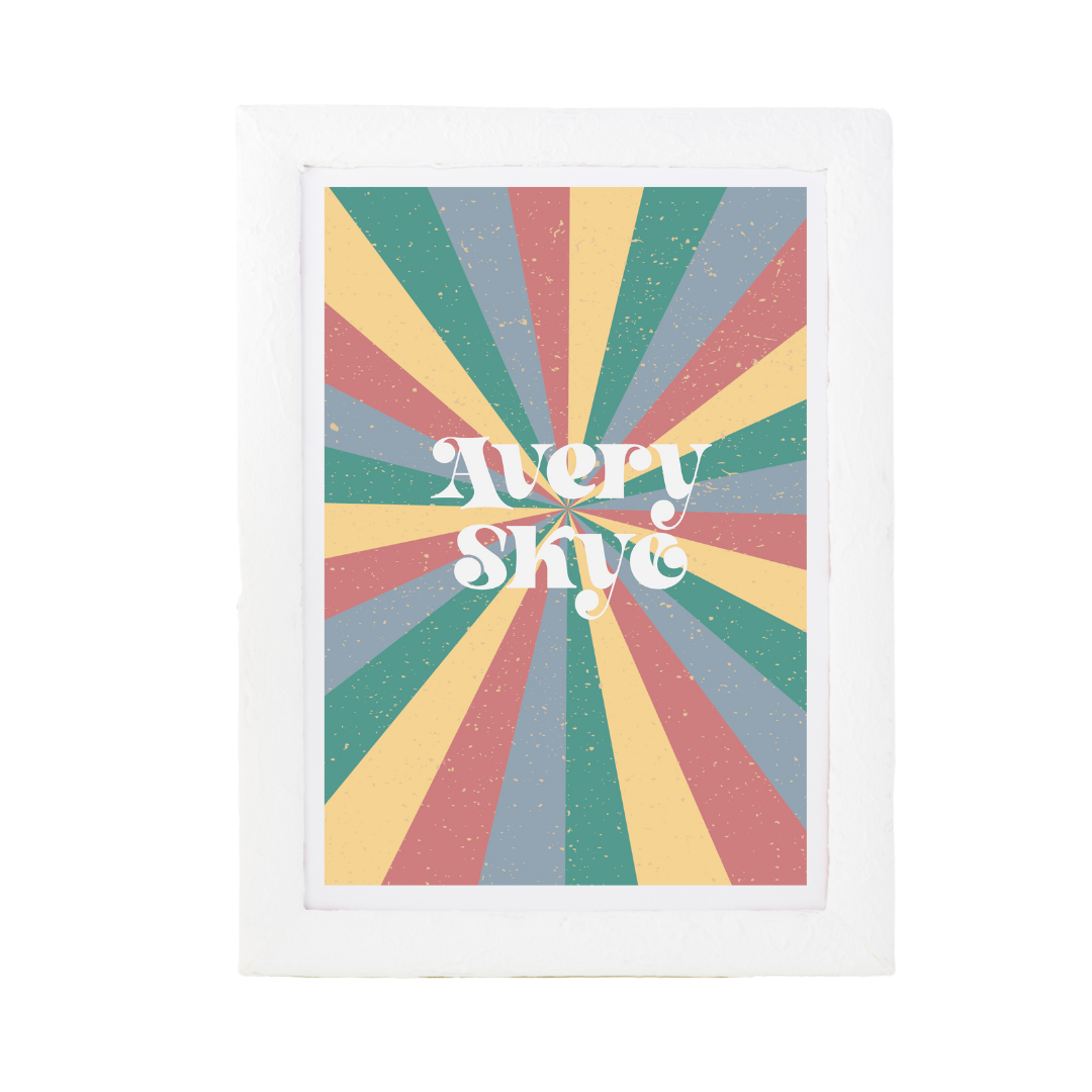 Retro Sunrays Pastel Name Print