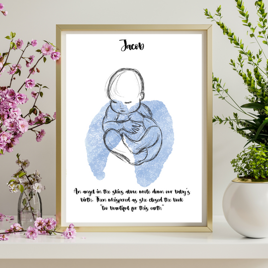 Too Beautiful Personalised Baby Memorial Print